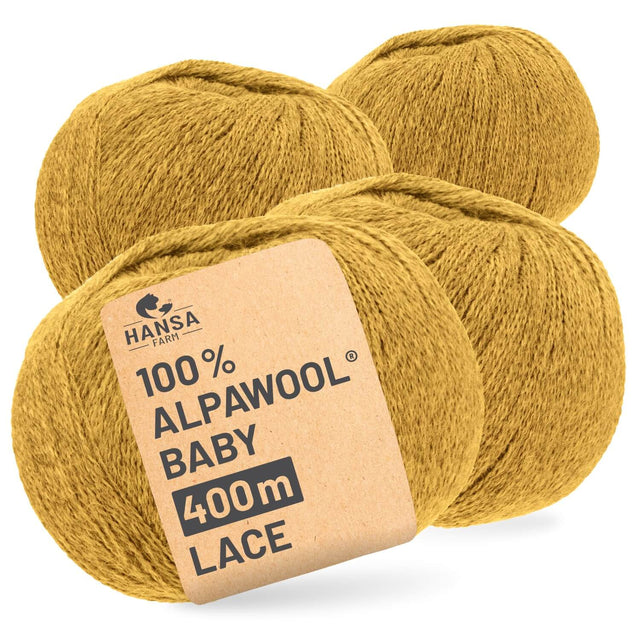 Alpawool® Baby 400 Lace HF114 - 4x50g alpaca wool mustard yellow melange
