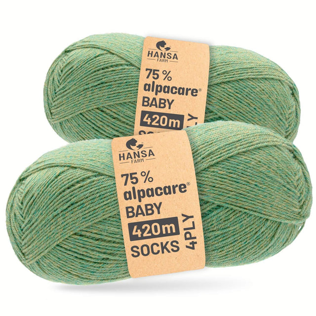 alpacare® Baby Socks waschbar HF283 - 2x112g Alpakawolle Lindenblüte Melange