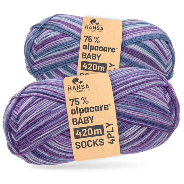 alpacare® Baby Socks waschbar Story Set - 2x112g Alpakawolle Purple Flavor