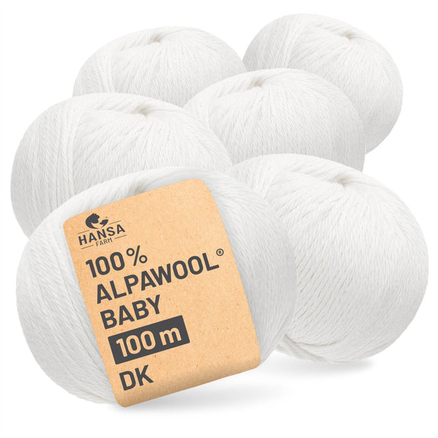 Alpawool® Baby 100 DK CF100 - 6x50g Alpaca Wool Snow White