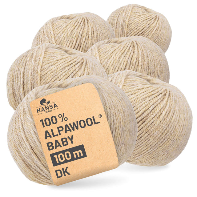 Alpawool® Baby 100 DK HF102 - 6x50g Alpaca Wool Natural-Yellow Melange