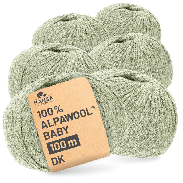Alpawool® Baby 100 DK HF300 - 6x50g Alpaca Wool Mint Green Melange