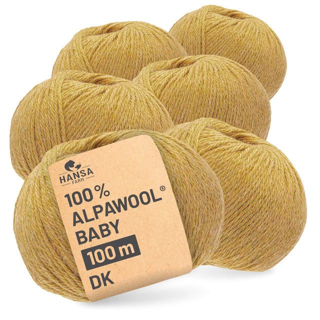 Alpawool® Baby 100 DK HF134 - 6x50g Alpakawolle Zucker Gelb Melange