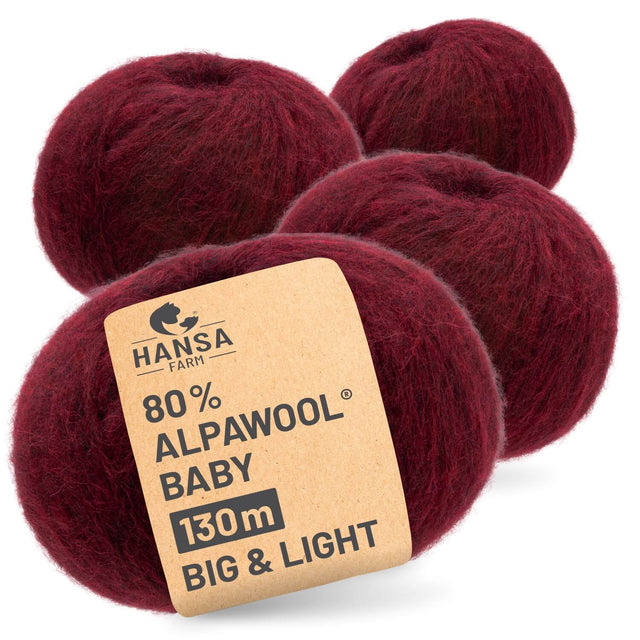 Alpawool® Baby 130 BIG & LIGHT HF179 - 4x50g Alpakawolle Weinrot Melange