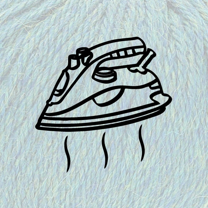 Alpakawolle waschen Icon mit Dampf bügeln