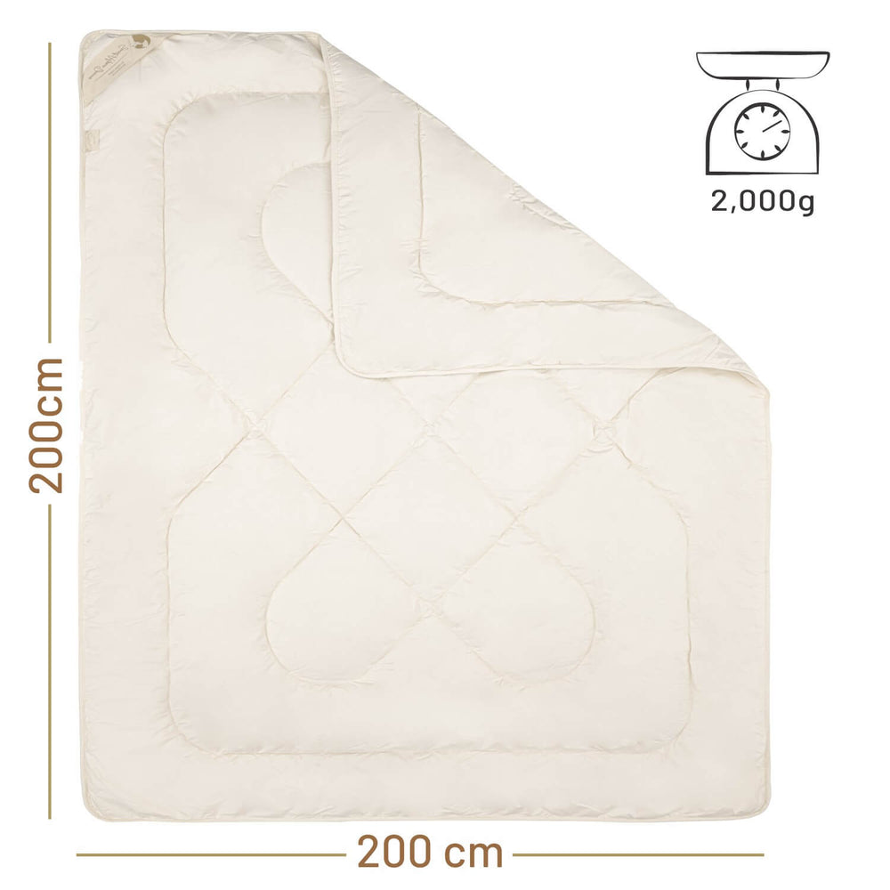 ALPAWOOL® Herbst Winter warme Bio-Bettdecke 200 x 200 cm 2.000 g Premium Alpaka Vers. 2.0