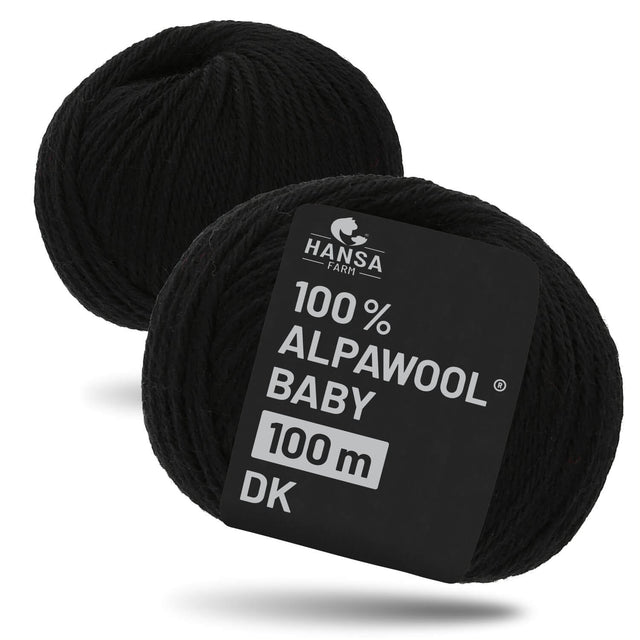 Alpawool® Baby 100 DK NB15 - 2x50g Alpaca Wool Black undyed limited