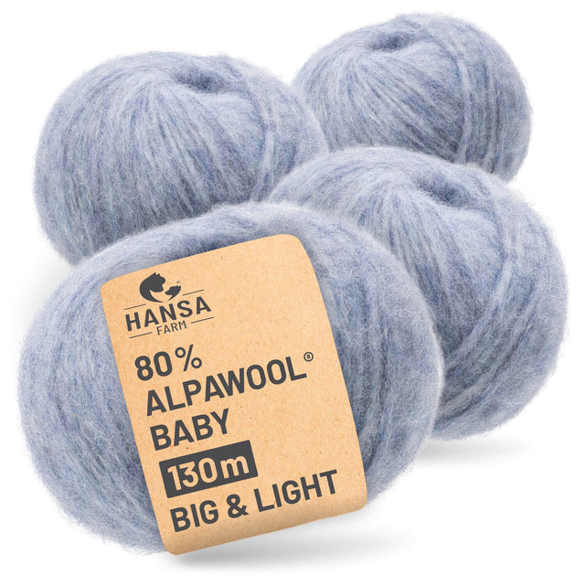 Alpawool® Baby 130 BIG & LIGHT HF241 - 4x50g Alpakawolle Gletscher Melange
