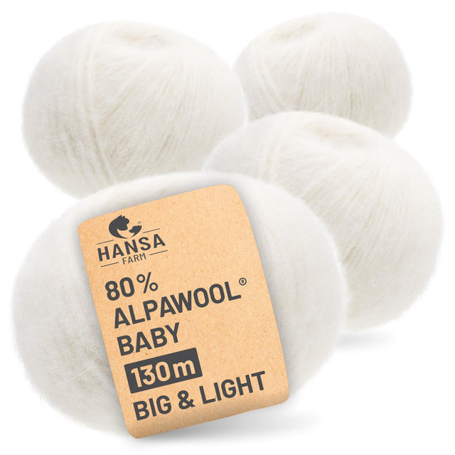 Alpawool® Baby 130 BIG & LIGHT NFA01 - 4x50g Alpakawolle Natur