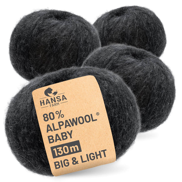Alpawool® Baby 130 BIG & LIGHT NFA14 - 4x50g Alpaca Wool Anthracite