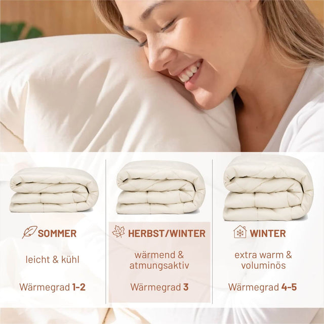 ALPAWOOL® Herbst Winter warme Bio-Bettdecke 155 x 220 cm 1.700 g Premium Alpaka Vers. 2.0