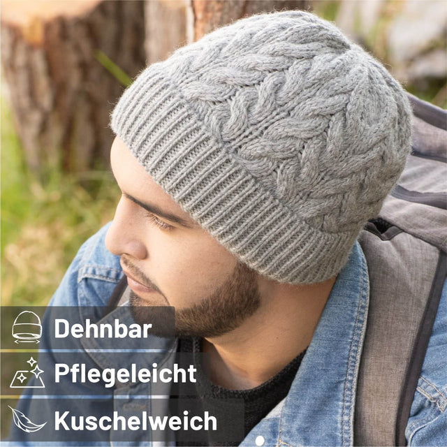 ALPAWOOL® Baby 50 Damen und Herren Mütze Weinrot heather (HF179)