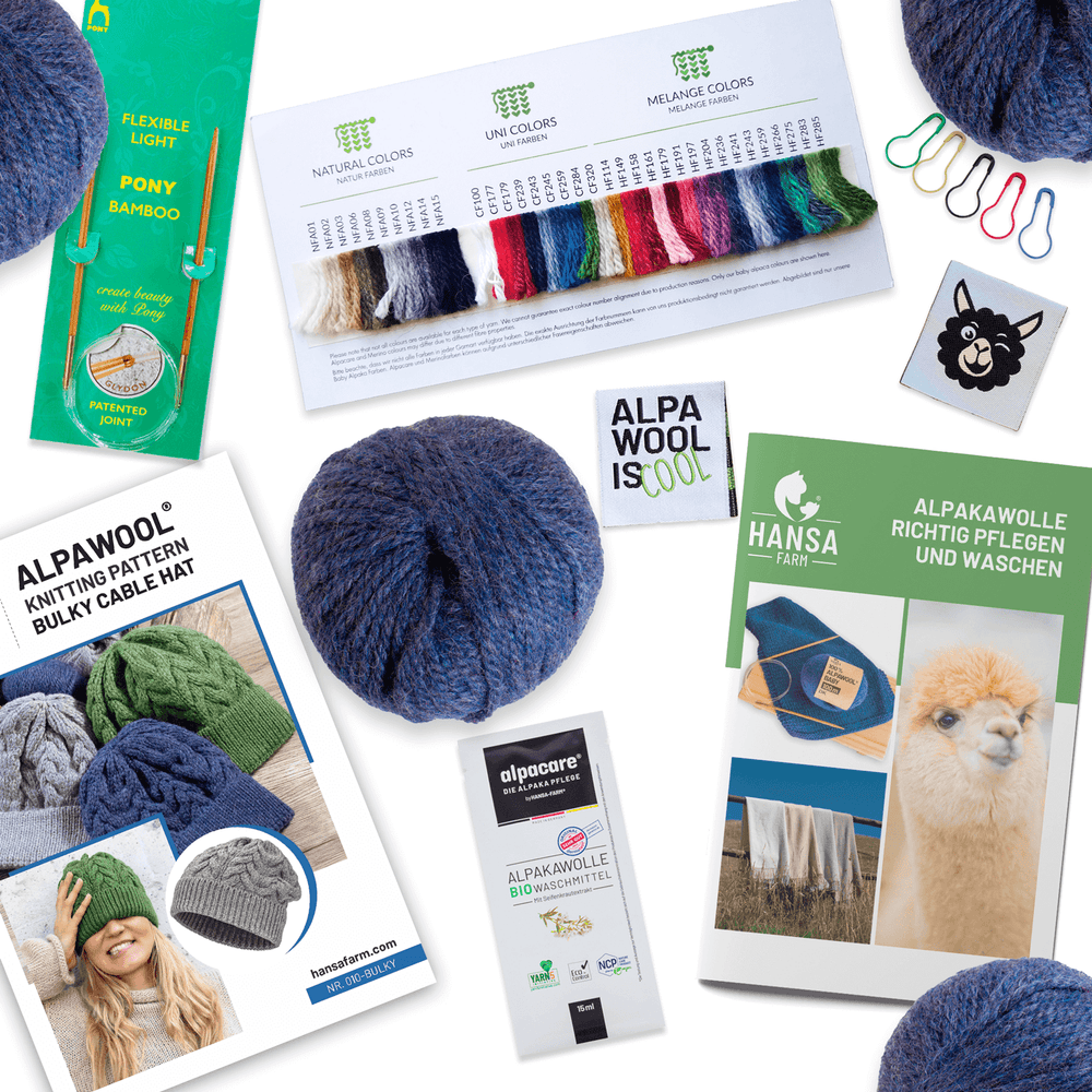 ALPAWOOL® Baby 50 Knit Set Hat Dark Blue Melange HF236