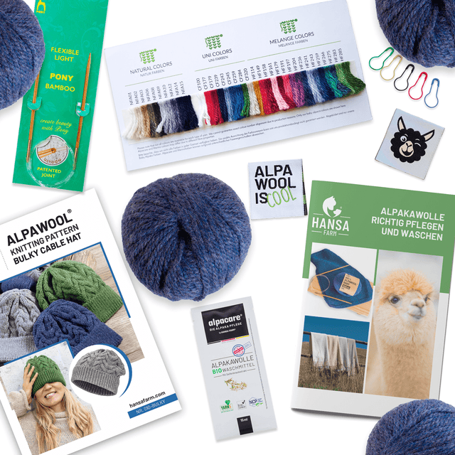 ALPAWOOL® Baby 50 Knit Set Hat Dark Blue Melange HF236