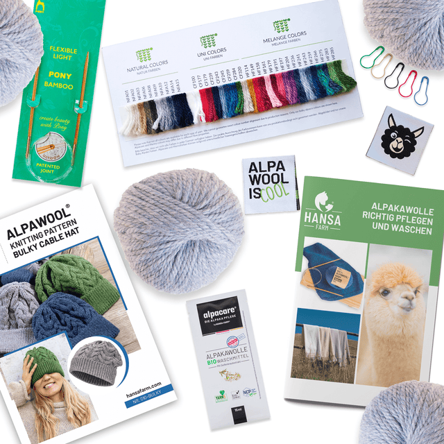 ALPAWOOL® Baby 50 Ensemble de tricot Bonnet Glacier Melange HF241