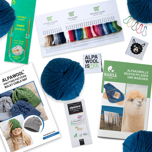 ALPAWOOL® Baby 50 Knitting Set Hat Deep Ocean Melange HF259