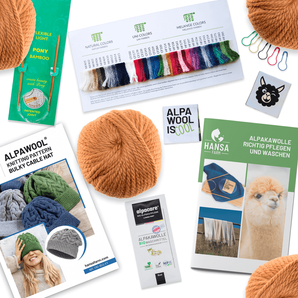 ALPAWOOL® Baby 50 Ensemble de tricot Bonnet Cappuccino NFA03