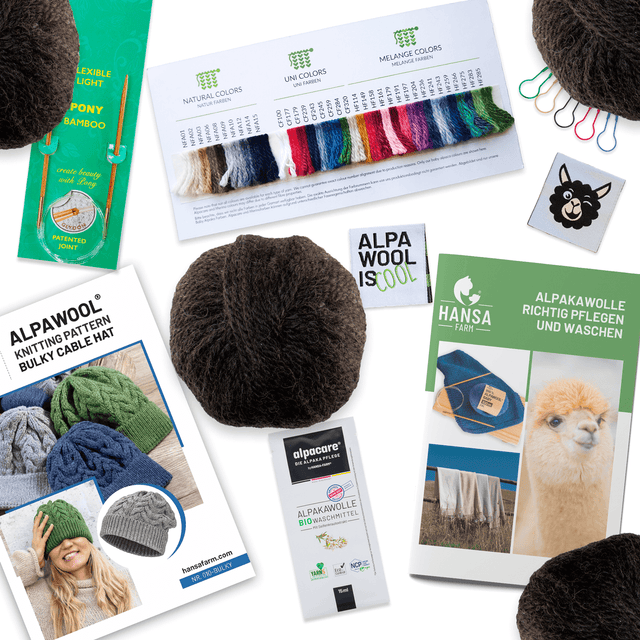 ALPAWOOL® Baby 50 Knitting Set Hat Black NFA15