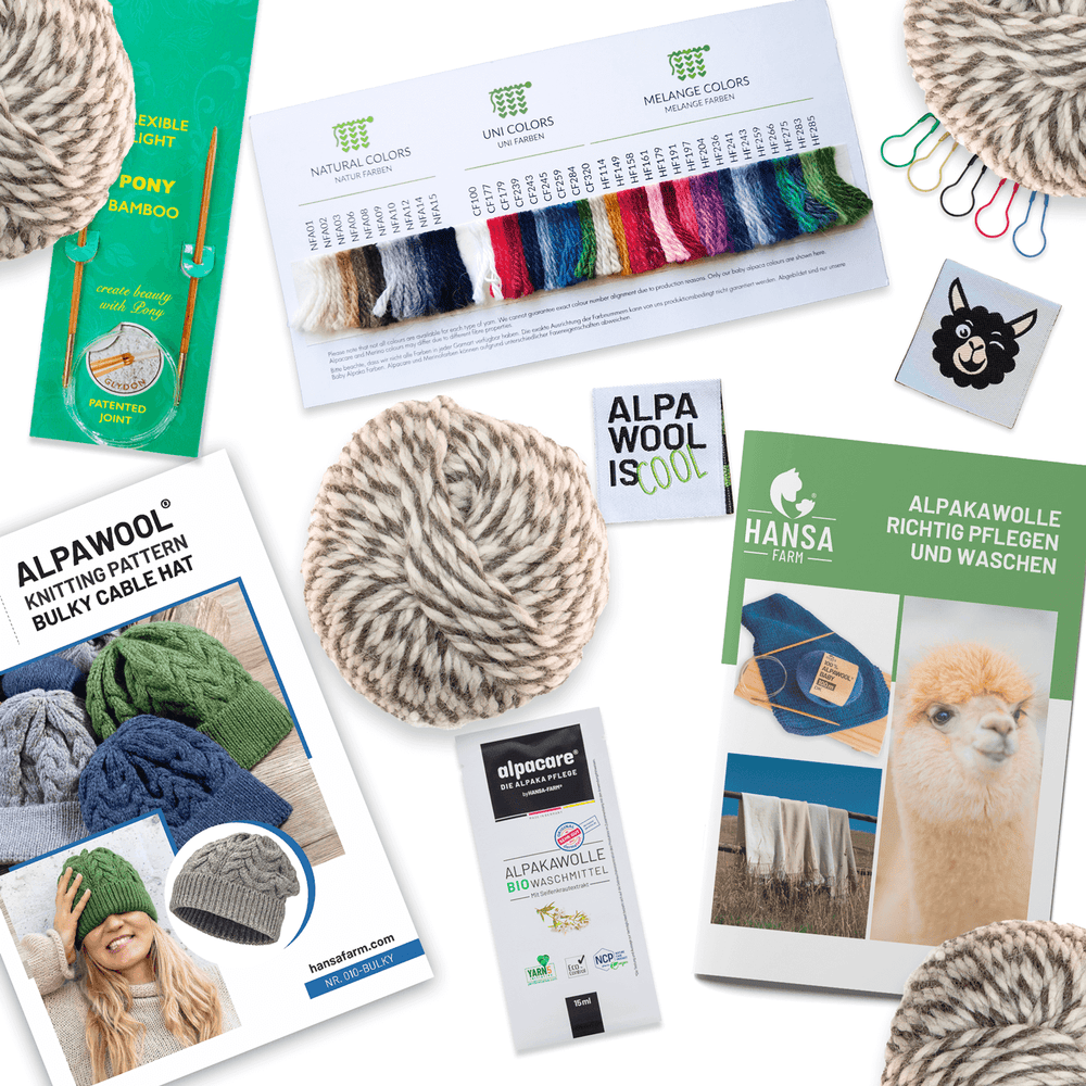 ALPAWOOL® Baby 50 Knitting Set Hat Snow Leopard NFX10