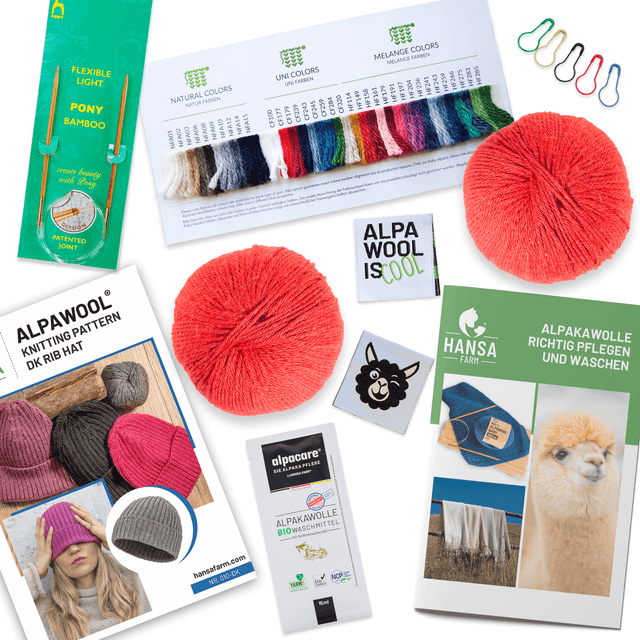 ALPAWOOL® Baby 100 Strick-Set Mütze Orange Melange HF149