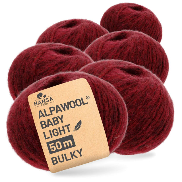 Alpawool® Baby 50 Light HF179 - 6er Set Alpakawolle Weinrot Melange