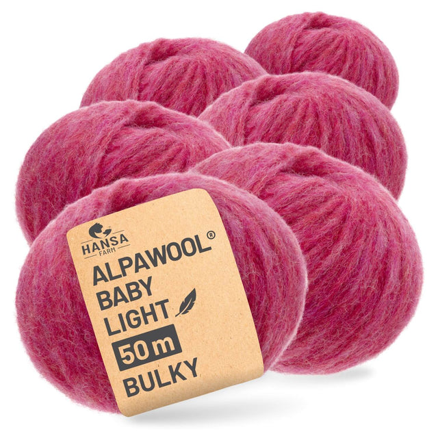 Alpawool® Baby 50 Light HF191 - 6er Set Alpakawolle Himbeersahne Melange