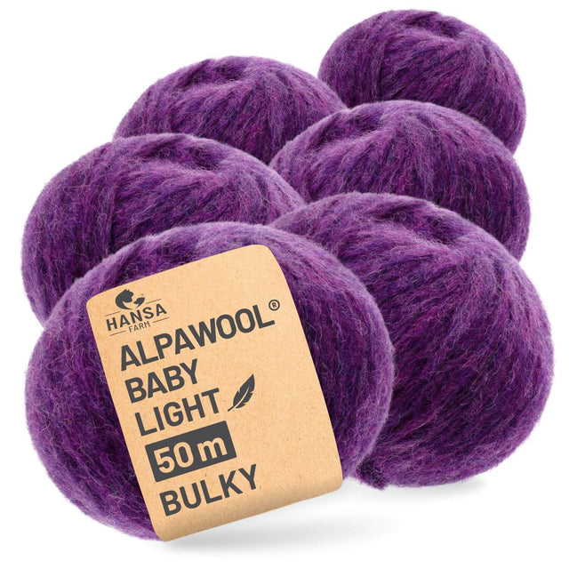 Alpawool® Baby 50 Light HF204 - 6er Set Alpakawolle Lila Melange