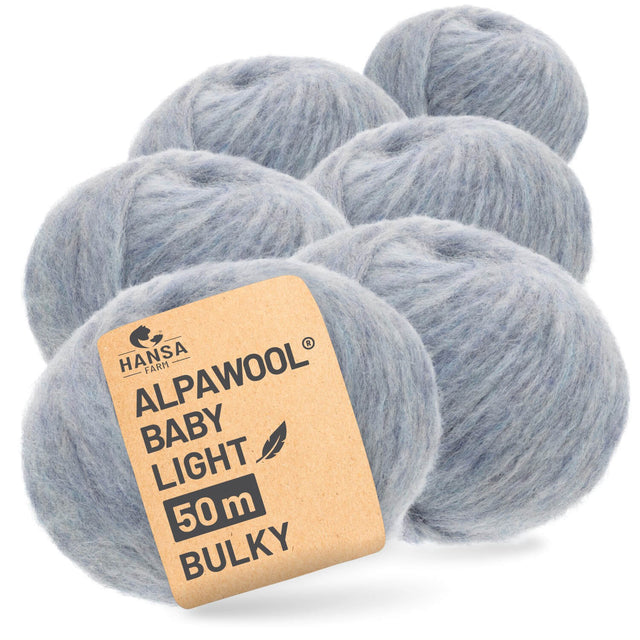 Alpawool® Baby 50 Light HF241 - 6er Set Alpakawolle Gletscher Melange