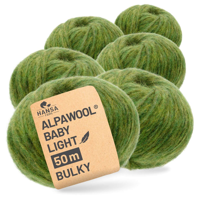 Alpawool® Baby 50 Light HF285 - 6er Set Alpakawolle Mittelgrün Melange