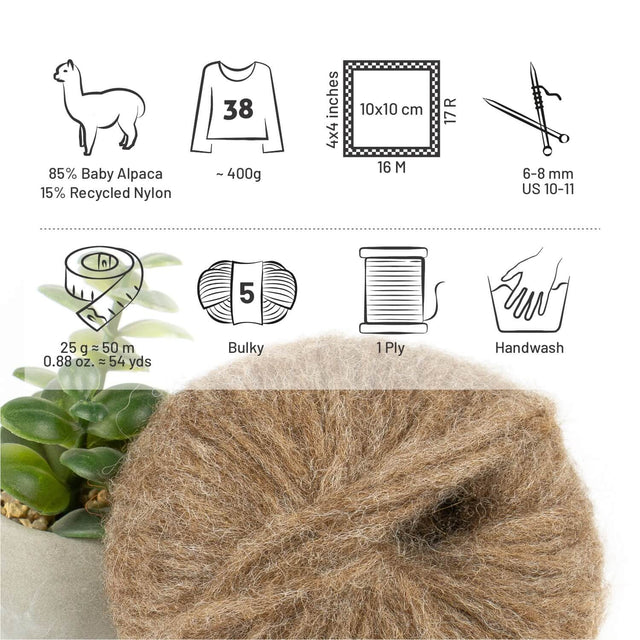 Alpawool® Baby 50 Light NFA06 - 6er Set Alpakawolle Braun