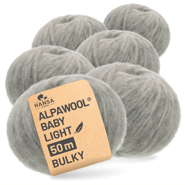 Alpawool® Baby 50 Light NFA09 - 6er Set Alpakawolle Silbergrau