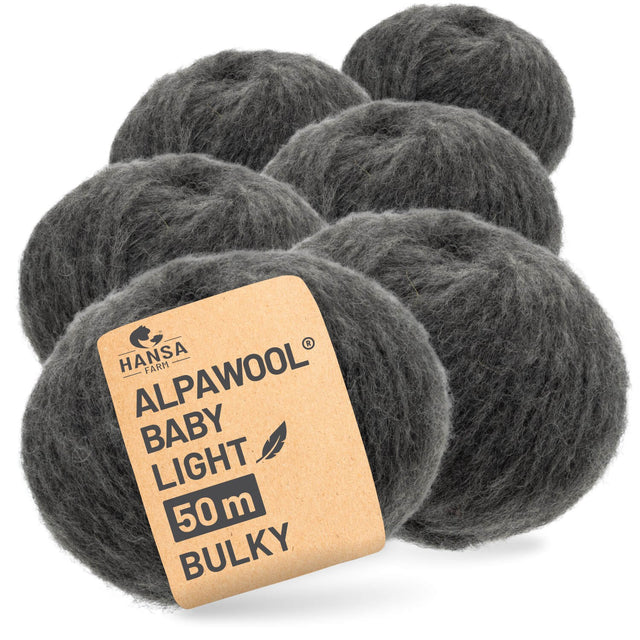 Alpawool® Baby 50 Light NFA12 - 6er Set Alpakawolle Dunkelgrau
