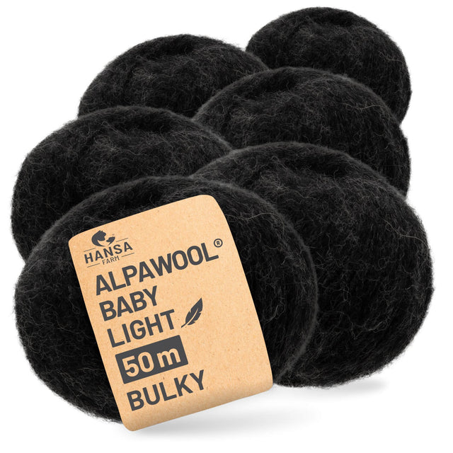 Alpawool® Baby 50 Light NFA15 - 6er Set Alpakawolle Schwarz