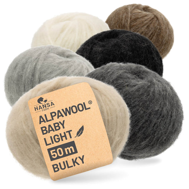Alpawool® Baby 50 Light MIX - 6er Set Alpakawolle Natur Mix-Set