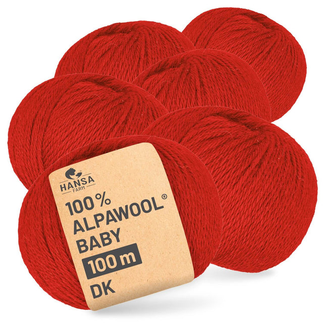 Alpawool® Baby 100 DK CF166 - 6x50g Alpakawolle Punch Red