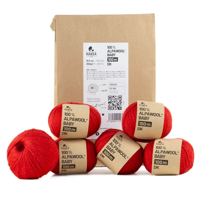 Alpawool® Baby 100 DK CF166 - 6x50g Alpakawolle Punch Red