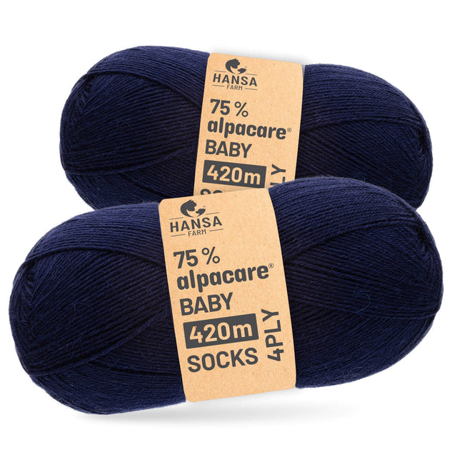 alpacare® Baby Socks waschbar CF239 - 2x112g Alpakawolle Dunkelblau