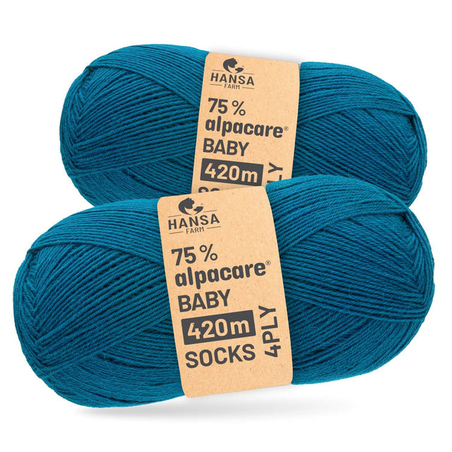 alpacare® Baby Socks waschbar CF259 - 2x112g Alpakawolle Petrol