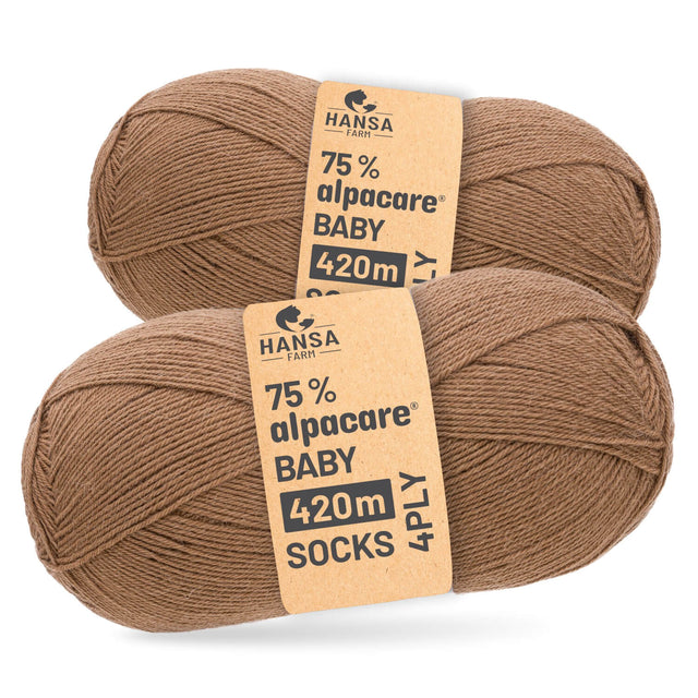 alpacare® Baby Socks waschbar NFA03 - 2x112g Alpakawolle Cappuccino