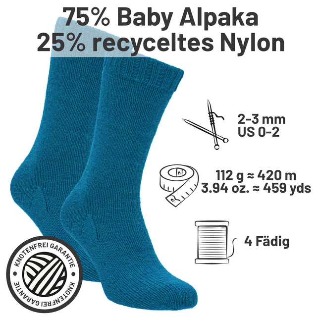 alpacare® Baby Socks waschbar CF259 - 2x112g Alpakawolle Petrol