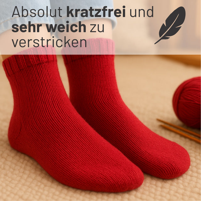 alpacare® Baby Socks waschbar CF177 - 2x112g Alpakawolle Rot
