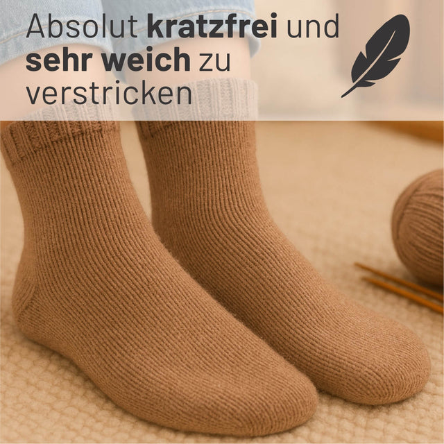 alpacare® Baby Socks waschbar NFA03 - 2x112g Alpakawolle Cappuccino
