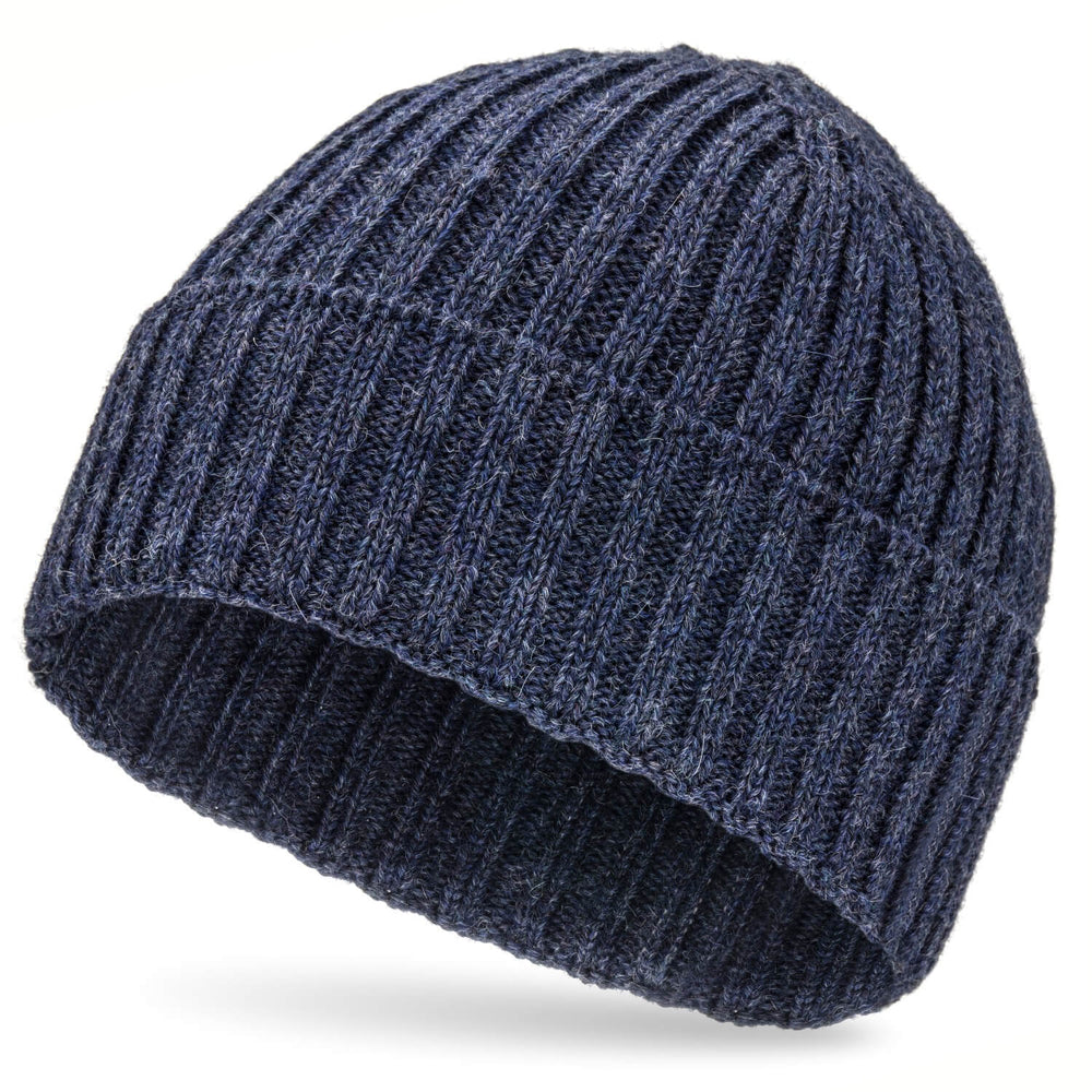 ALPAWOOL® Baby 100 Damen und Herren Mütze Dunkelblau heather (HF236)