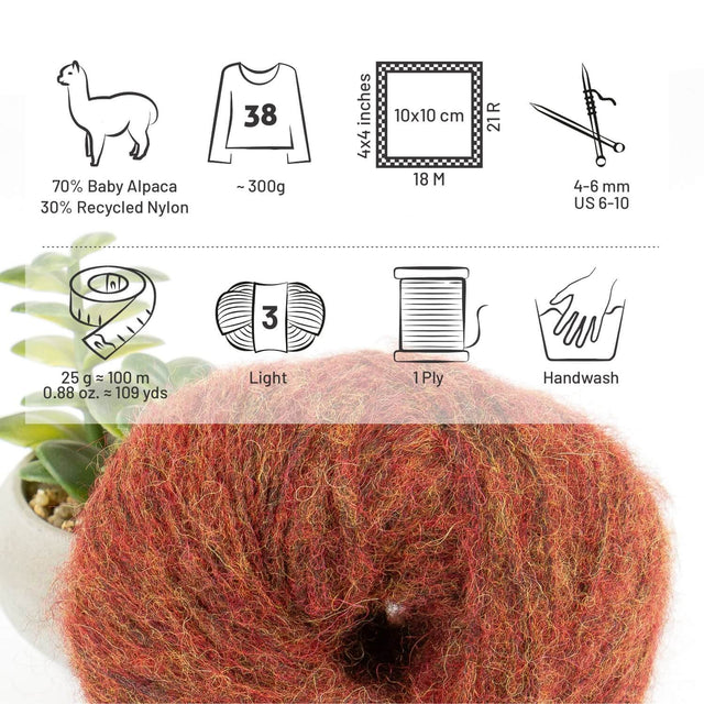 Alpawool® Baby 100 Light HF158 - 6er Set Alpakawolle Herbstlaub Melange