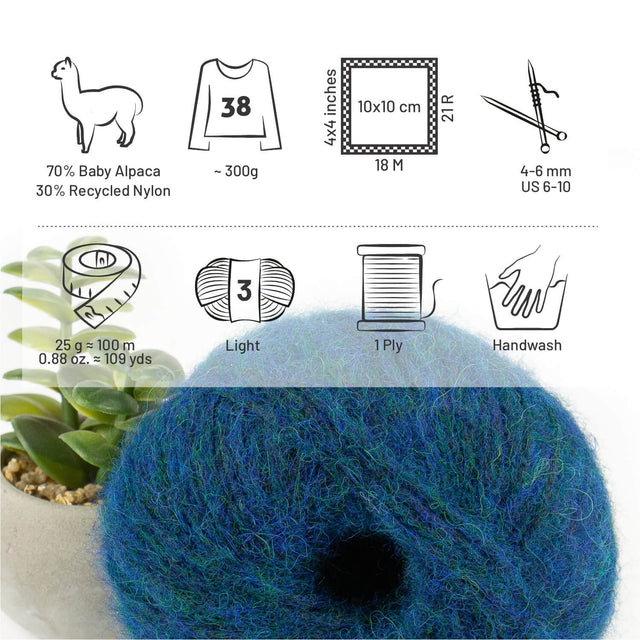 Alpawool® Baby 100 Light HF259 - 6er Set Alpakawolle Deep Ocean Melange