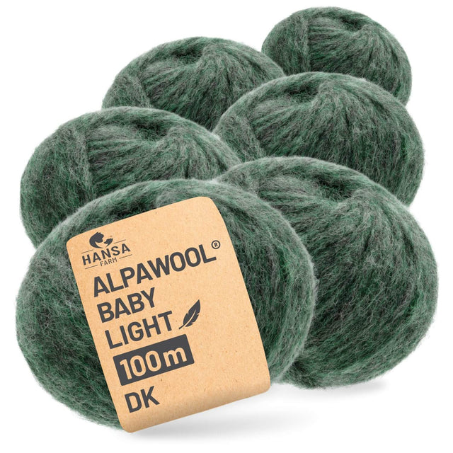 Alpawool® Baby 100 Light HF275 - 6er Set Alpakawolle Smaragd Melange