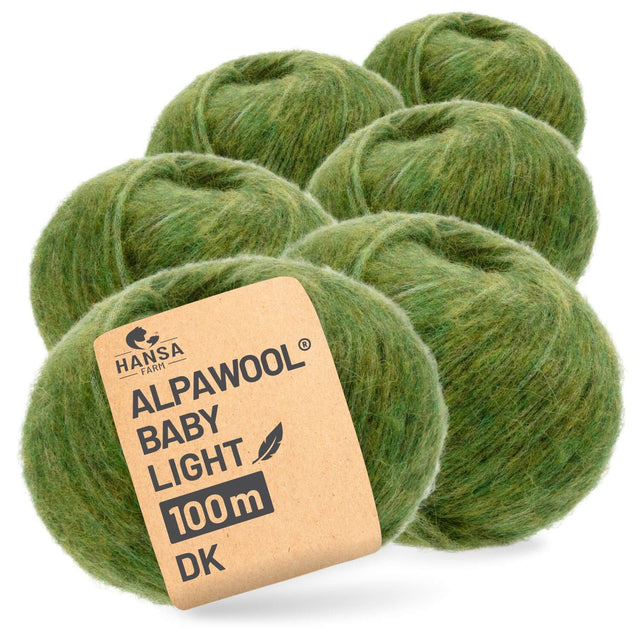 Alpawool® Baby 100 Light HF285 - 6er Set Alpakawolle Mittelgrün Melange