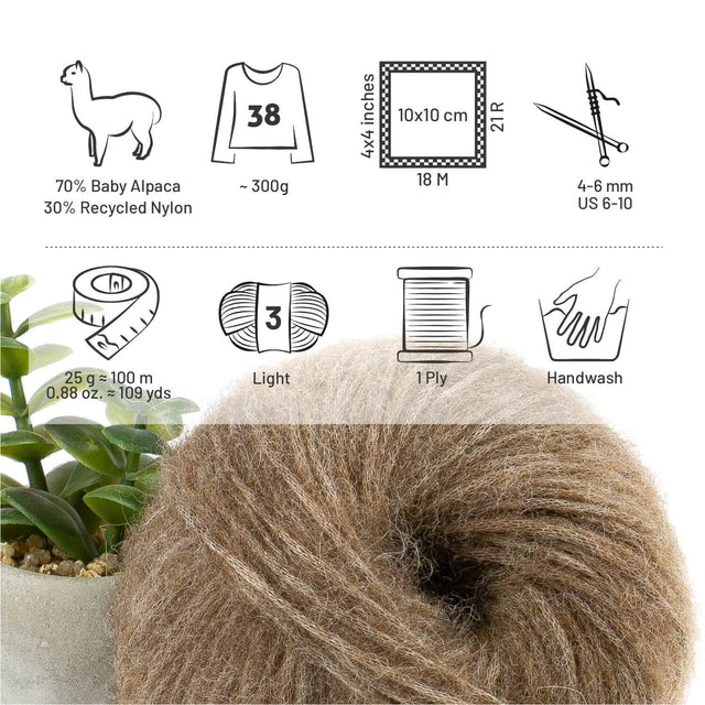 Alpawool® Baby 100 Light NFA06 - 6er Set Alpakawolle Braun