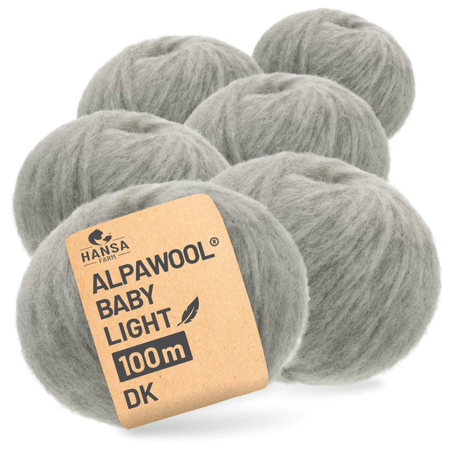 Alpawool® Baby 100 Light NFA09 - 6er Set Alpakawolle Silbergrau
