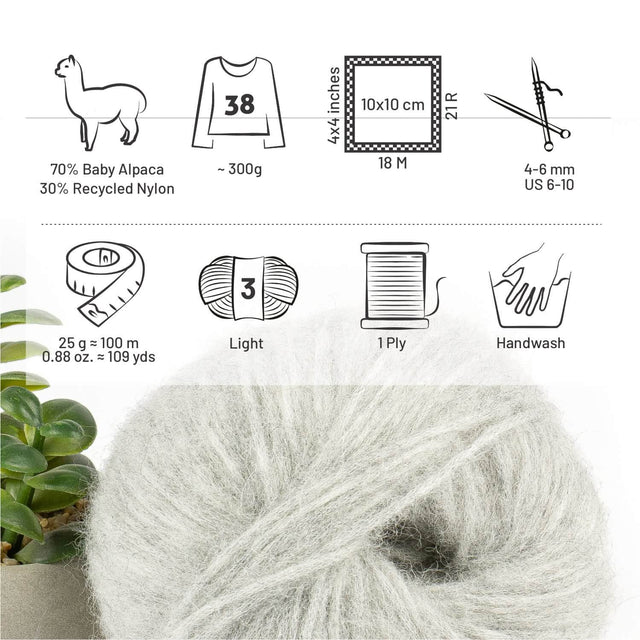 Alpawool® Baby 100 Light NFA09 - 6er Set Alpakawolle Silbergrau